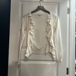 Elegant White Ruffled Women's Sweater